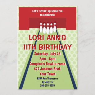 Customisable Bowling Birthday Party Invitation