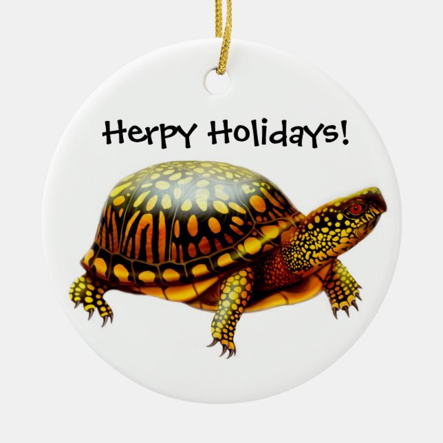 Customisable Box Turtle Holiday Ornament (Front)