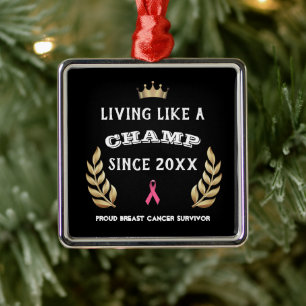 Customisable Breast Cancer Survivor laurel leaves Metal Tree Decoration