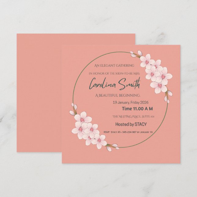 Customisable Bride to Be Celebration Invitation Ca (Front/Back)