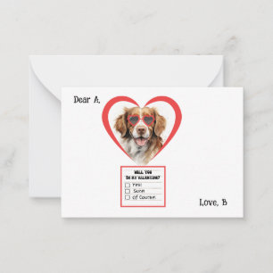 Customisable Brittany Spaniel Dog Valentine Note Card