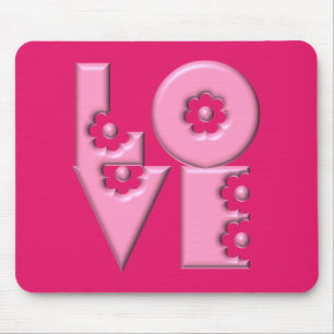 Customisable Bubblegum Pink 3D LOVE Square Mouse Pad