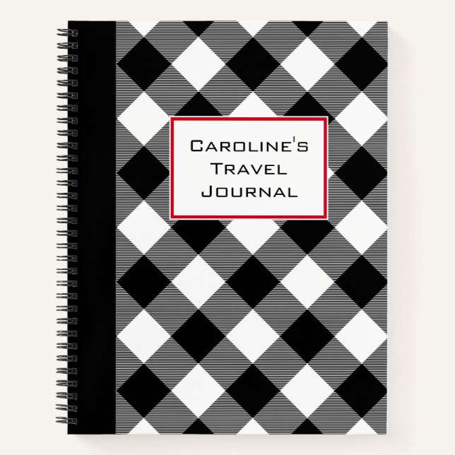 Customisable Buffalo Plaid Travel Journal (Front)