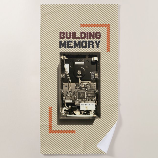 Customisable Building Memory Geek Hard Drive Nerdy Beach Towel (Front)