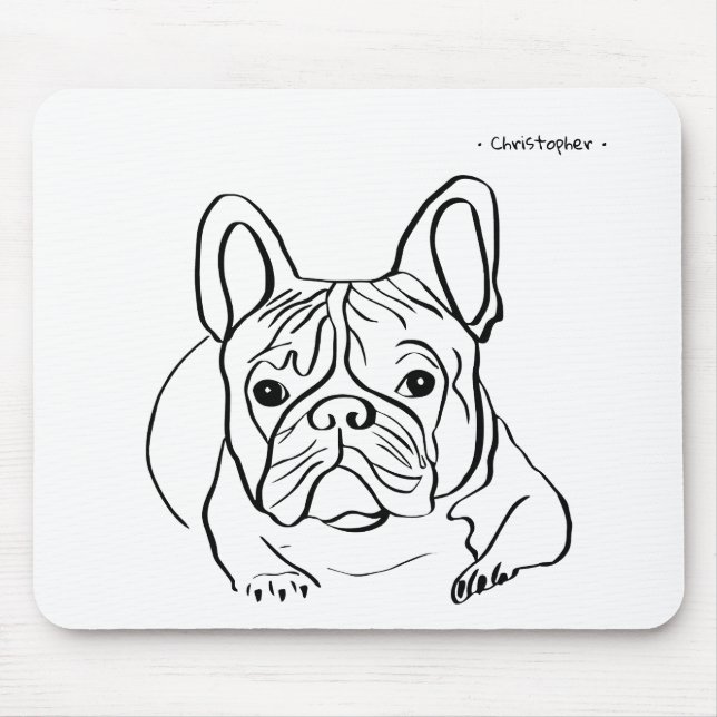 Customisable Bulldog Line Art Mouse Pad (Front)