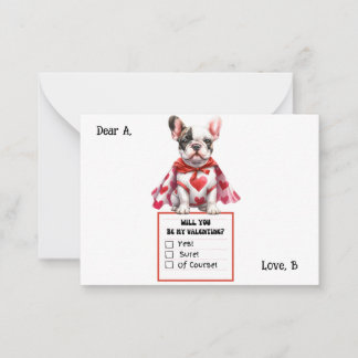 Customisable Bulldog Puppy Valentine Note  Card