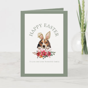 Customisable Bunny Ears Beagle Easter Card