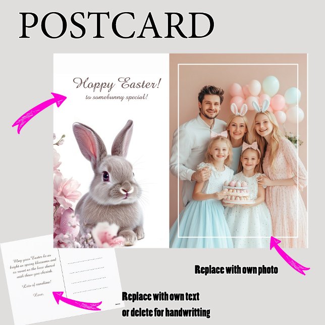 Customisable 🐇Bunny Love Greetings Holiday Postcard (Customizable 🐇Bunny Love Greetings)