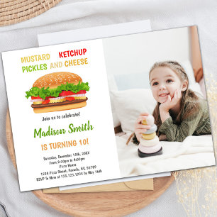 Customisable Burger Party Invitations for Kids