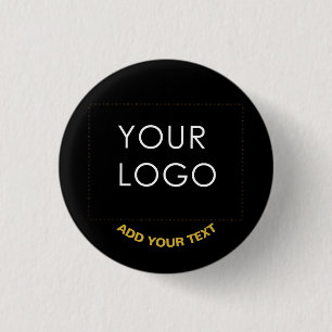 Customisable Business Add Logo Modern Black   3 Cm Round Badge