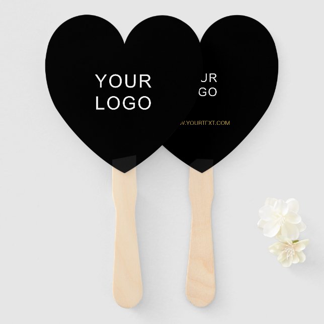 Customisable Business Add Logo Modern Black Hand Fan (Front and Back)