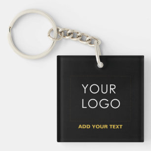 Customisable Business Add Logo Modern Black Key Ring
