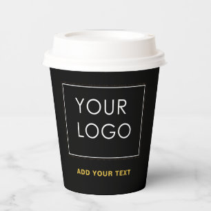 Customisable Business Add Logo Modern Black Paper Cups