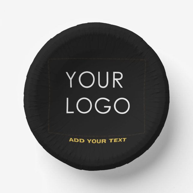 Customisable Business Add Logo Modern Black Paper Plate (Front)