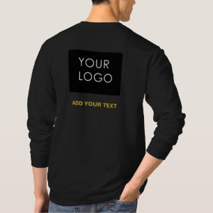 Customisable Business Add Logo Modern Black T-Shirt