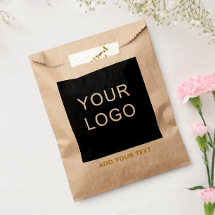 Customisable Business Add Logo Modern Brown Favour Bags
