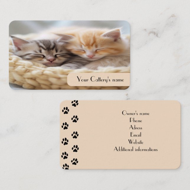 Customisable Business Card For Cattery Beige Colou (Front/Back)