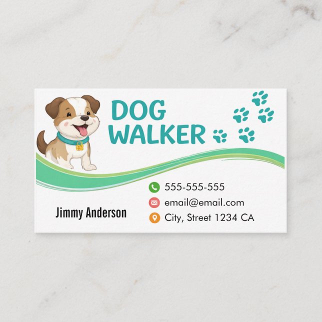 Customisable Business Card For Dog Walker   (Front)