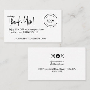 Customisable Business Logo Discount Code Card