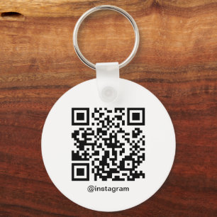 Customisable Business Logo QR Code White Key Ring