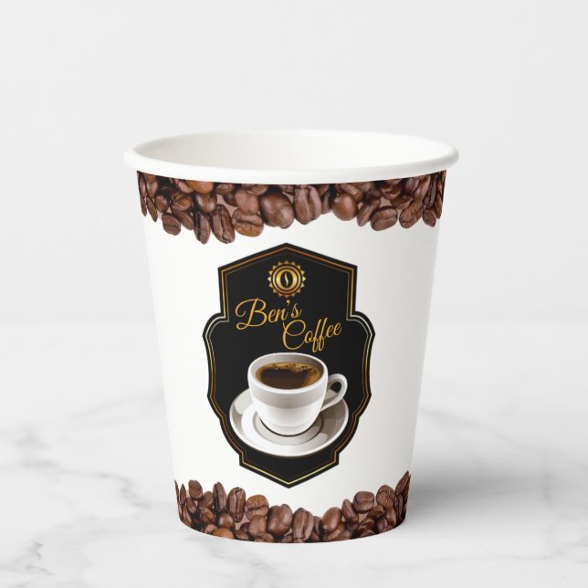 Customisable Business Name Coffee Shops  Paper Cups (Front)