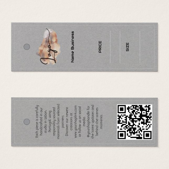 Customisable Business Name logo Clothing Tag (Front & Back)