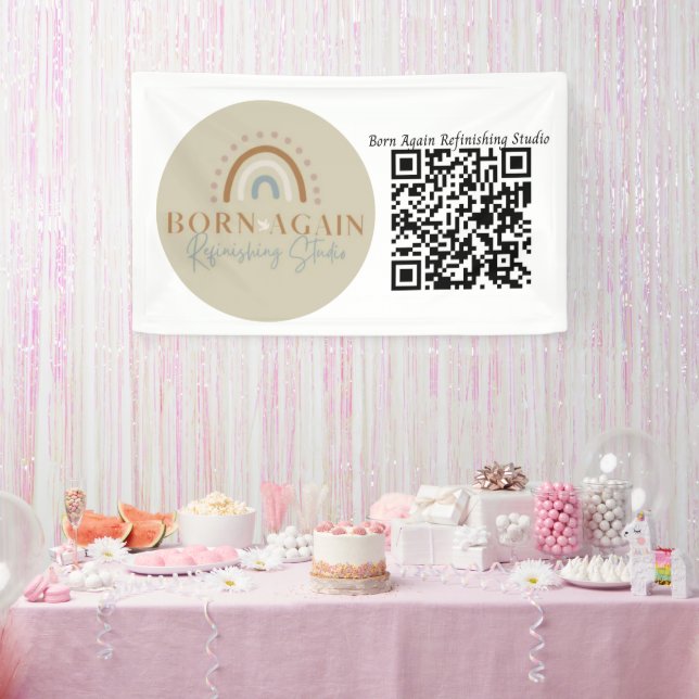 Customisable Business Name & QR Code Banner (Party)