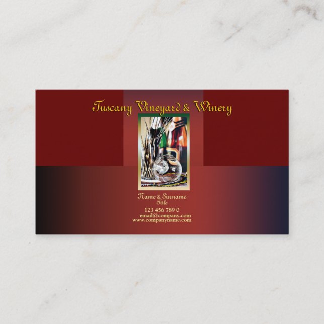 Customisable business profile winery vineyard wine business card (Front)