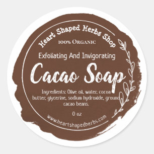 Customisable Cacao Soap Label Handmade Business