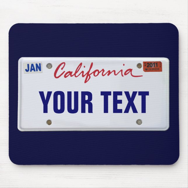 (Customisable) California License Plate Mouse Pad (Front)