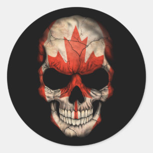Customisable Canadian Flag Skull Classic Round Sticker