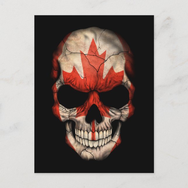 Customisable Canadian Flag Skull Postcard (Front)