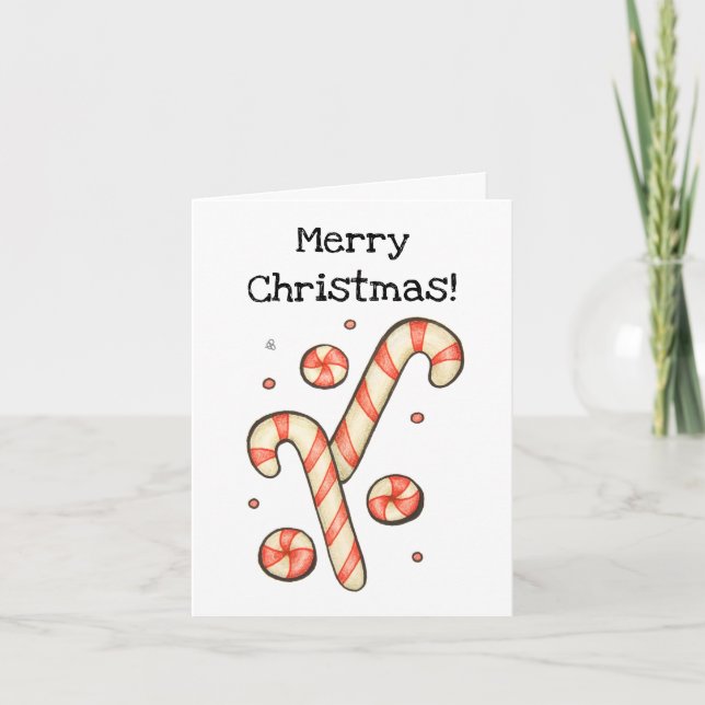 Customisable Candy Cane - Merry Christmas Card (Front)
