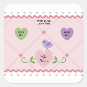 Customisable Candy Hearts Valentine Square Sticker