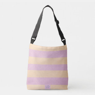 Customisable Candy Pink and Champagne Striped Crossbody Bag
