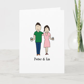 Customisable card- coffee drinking couple card