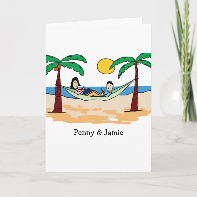 Customisable card- vacationing couple card (Front)
