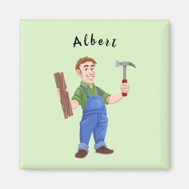 Customisable Carpenter With Tools Magnet (Front)