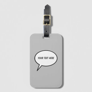 customisable cartoon speech balloon grey luggage tag