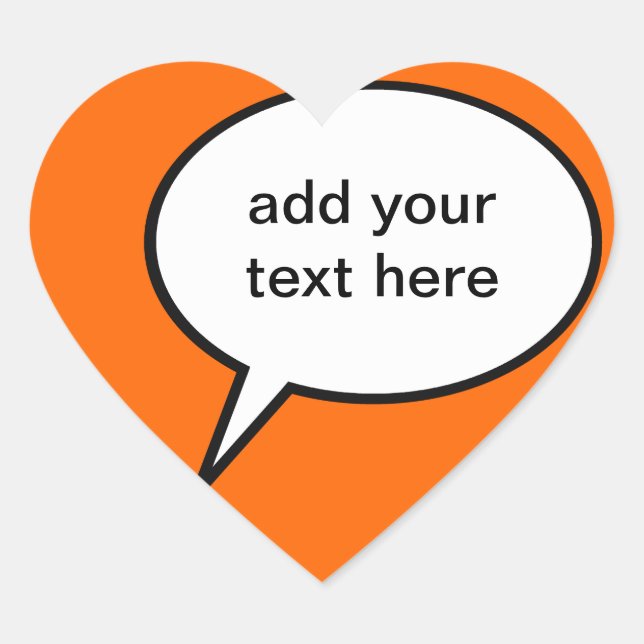 customisable cartoon speech balloon heart sticker (Front)