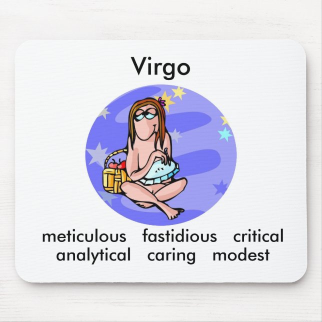 Customisable Cartoon Virgo traits Zodiac Mouse Pad (Front)
