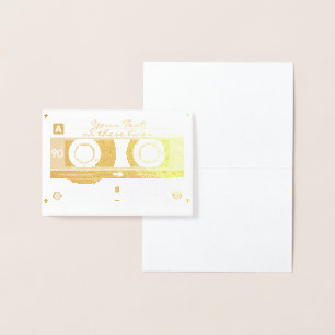 Customisable Cassette Tape Card, Gold Foil Printed Foil Card