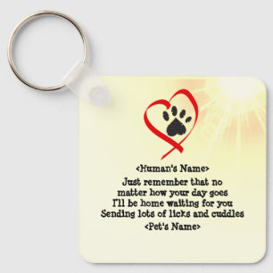 Customisable cat dog pet cheerful message key ring