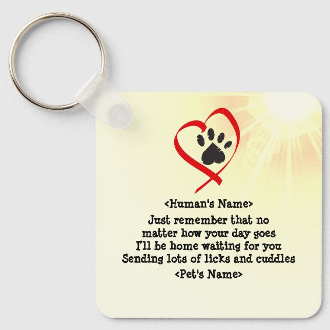 Customisable cat dog pet cheerful message key ring (Front)