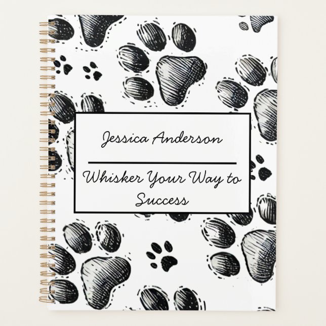 Customisable Cat Lover Planner with Paw Print  (Front)
