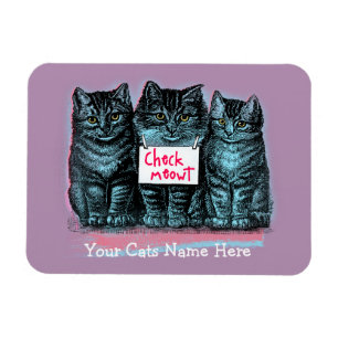 Customisable Cat Meme Magnet 'Check Meowt'