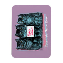Customisable Cat Meme Magnet 'Check Meowt'