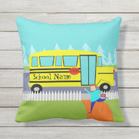 Customisable Catching School Bus Outdoor Pillow