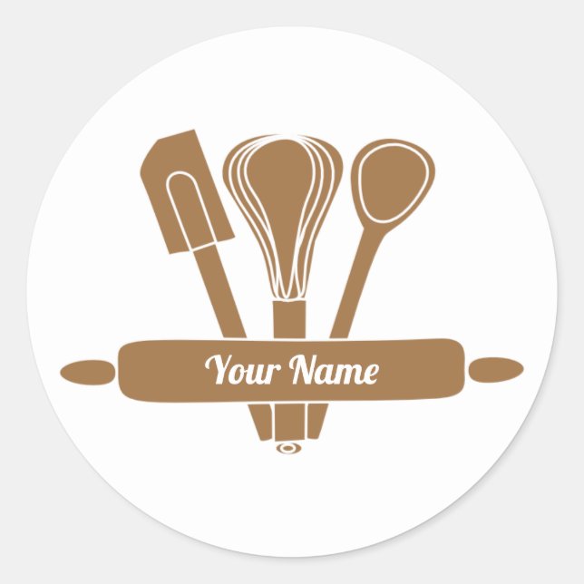 Customisable caterer cook baker classic round sticker (Front)