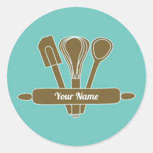 Customisable caterer cook baker teal classic round sticker